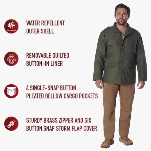 Mens Water Repellent Outer Shell Jacket With Removable Quilted Button-In Liner S - Picture 2 of 13